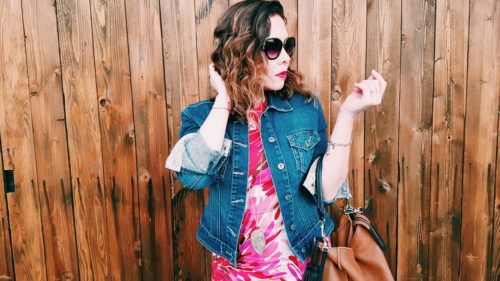 Denim jacket in summer dress style