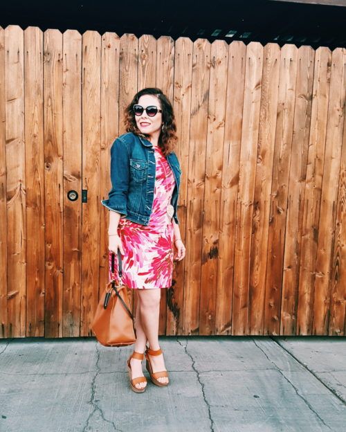 Denim jacket in summer dress style