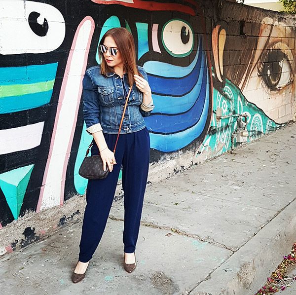 Jumpsuit style and Denim jacket