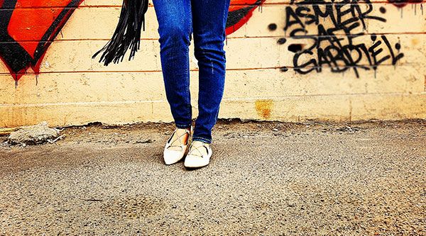 Street style, calvin klein green blouse, denim