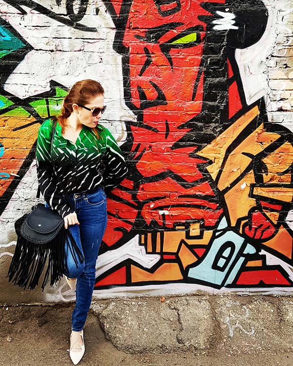 Street style, calvin klein green blouse, denim