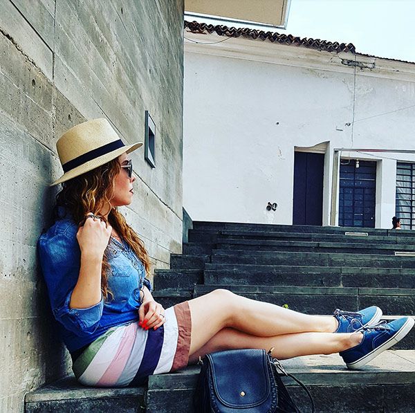 Denim Blouse and sneakers