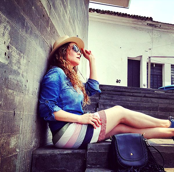 Denim Blouse and sneakers