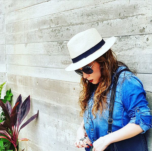 Denim Blouse and sneakers