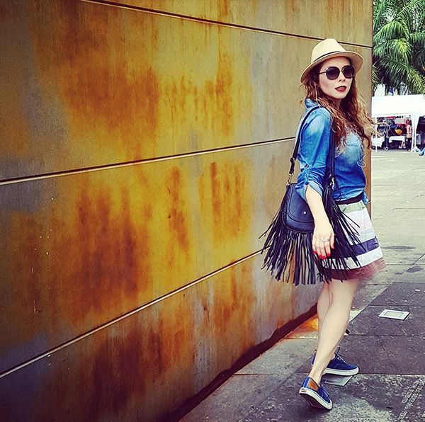 Denim Blouse and sneakers