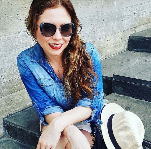 Denim Blouse and sneakers