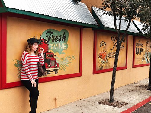 Stripes and Baker boy hat style