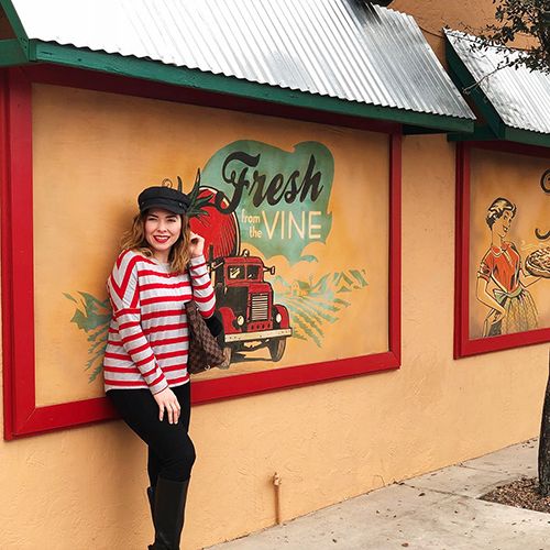 Stripes and Baker boy hat style